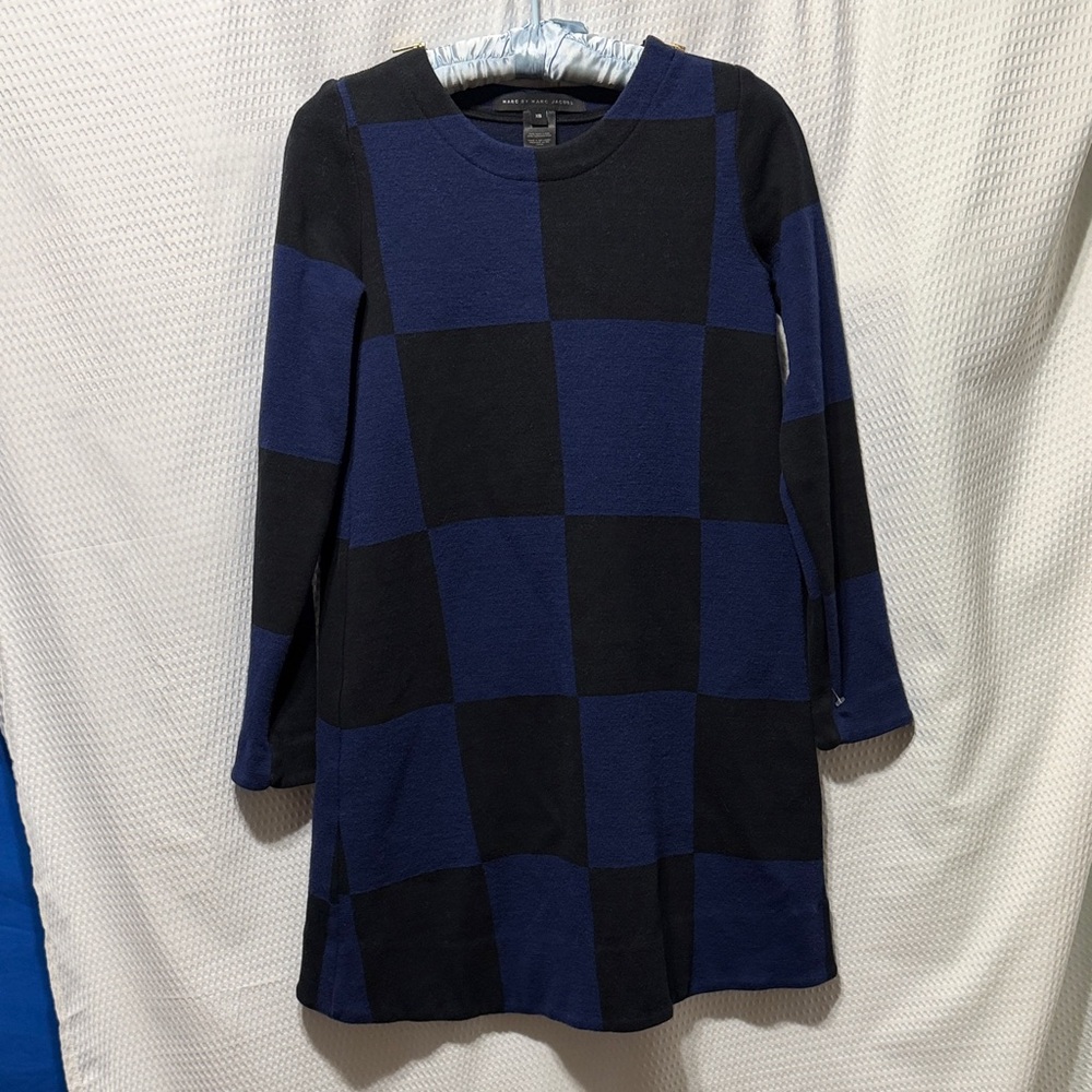 Marc By Marc Jacobs Blue and Black Wool Dress
